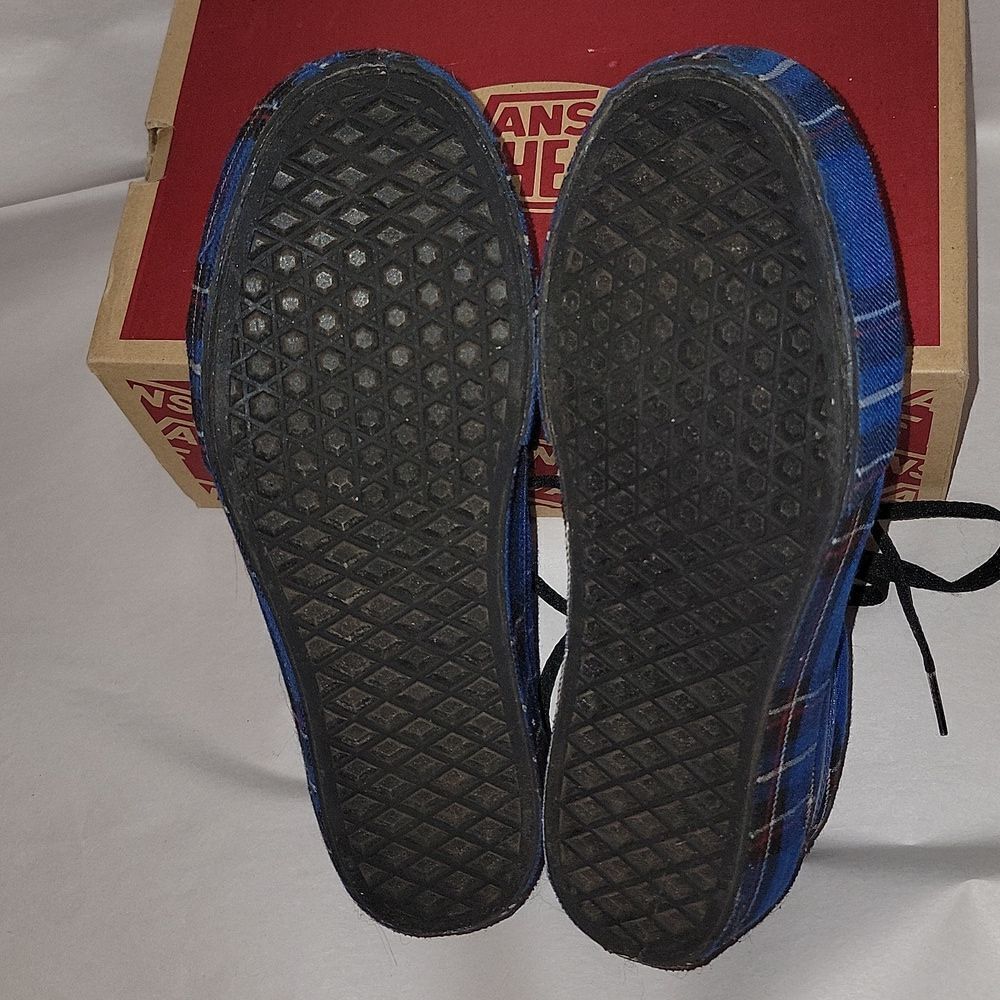 Vans Old Skool Platform Patent Plaid Blue Black Sneaker Shoes Women 5.5 Men 7 - Picture 9 of 15